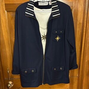 Needle & Thread Navy Utility Jacket with Gold Accents